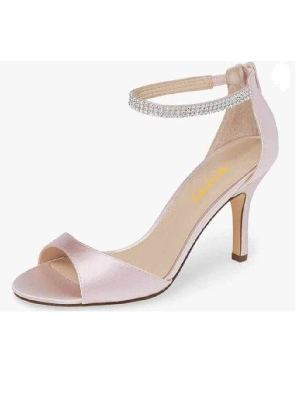 XYD Light Pink Open Toe Rhinestones Ankle Strap Sandals High Heel Bridal Shoes